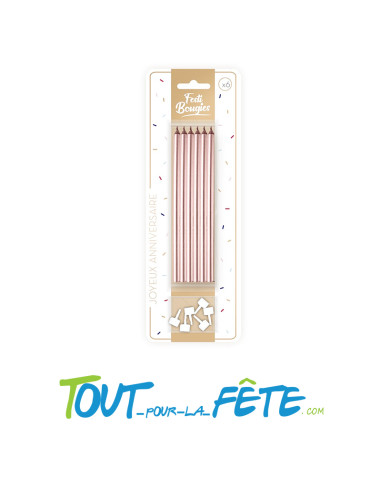 Lot de 6 bougies avec supports 15 cm