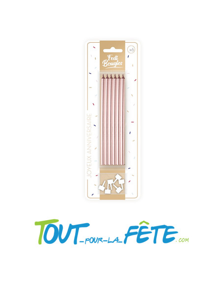 Lot de 6 bougies avec supports 15 cm