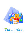 Lot de 6 carte d'invitation + enveloppes Winnie l'ourson ©