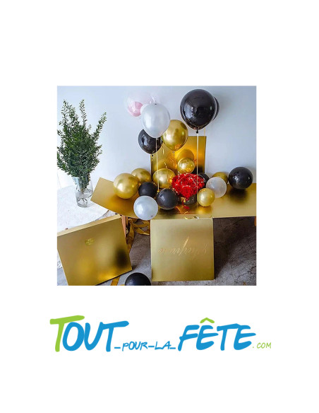 Boîte surprise dorée et argent pour ballons