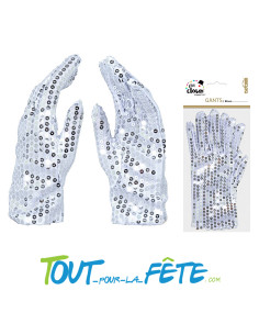 Paire de gants a sequins argenté 2