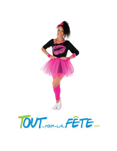 Set tutu année 80 adulte rose fluo