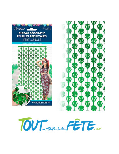 Rideau a frange feuilles tropicales 2m x 1m