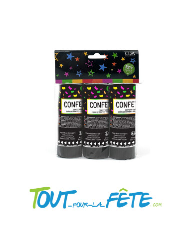 Lot de 3 petits canons à confettis 10 cm