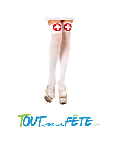 Collant infirmière blanc et rouge adulte