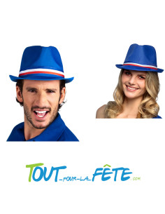Chapeau borsalino en toile bleu, blanc, rouge 2