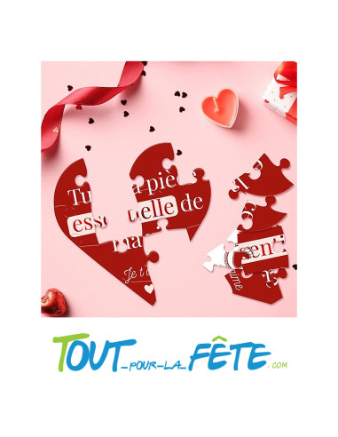Puzzle à message en forme de coeur (avec enveloppe)