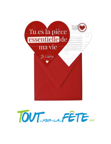 Puzzle à message en forme de coeur (avec enveloppe)