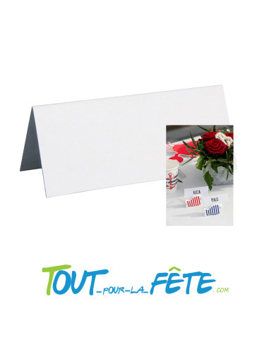 10 Marque place rectangle blanc 3 x 7 cm