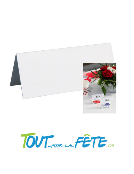 10 Marque place rectangle blanc 3 x 7 cm