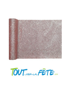 Chemin de table rose-gold paillettes 28 cm x 3 m