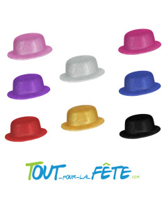 Chapeau melon en PVC à paillettes différent coloris