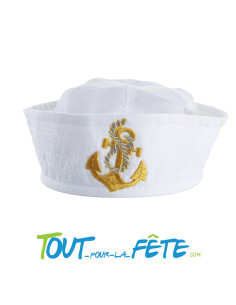 Chapeau de marin blanc avec broderie ancre