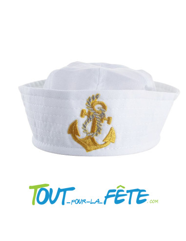 Chapeau de marin blanc avec broderie ancre