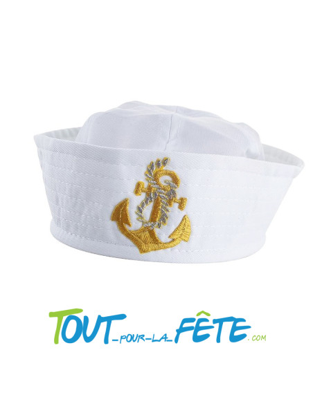 Chapeau de marin blanc avec broderie ancre