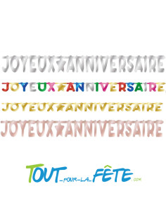 Guirlande lettre Joyeux anniversaire 2.20m différent coloris