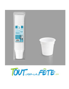 Lot de 50 gobelets café en plastique blanc 80ml
