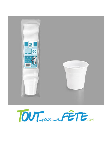 Lot de 50 gobelets café en plastique blanc 80ml
