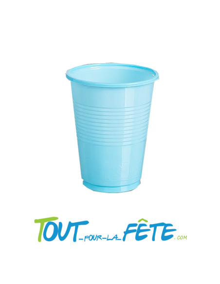 Lot de 25 gobelets en plastique bleu bébé 20cl