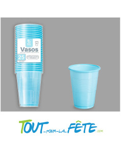 Lot de 25 gobelets en plastique bleu bébé 20cl 2