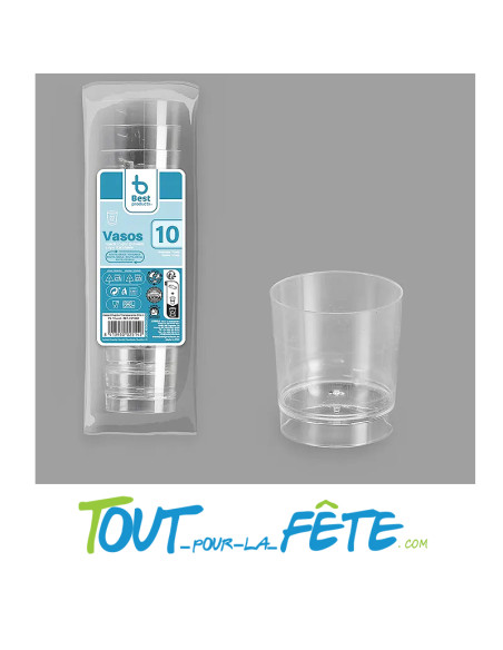 Lot de 10 shooters 33ml transparent