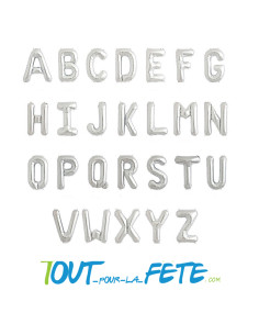 Ballon lettre aluminium 102 cm ARGENT Air / Hélium