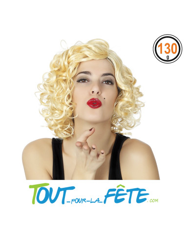 Perruque bouclée courte blonde
