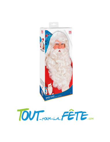 Perruque et barbe de Père-Noel luxe