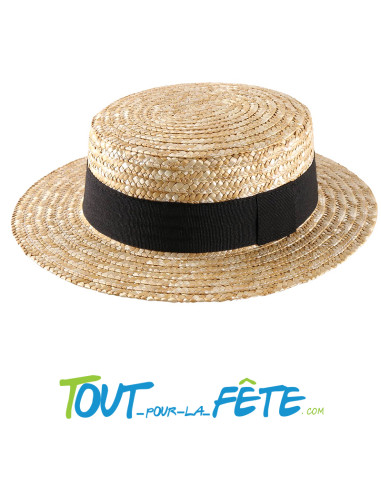 Chapeau canotier avec ruban noir