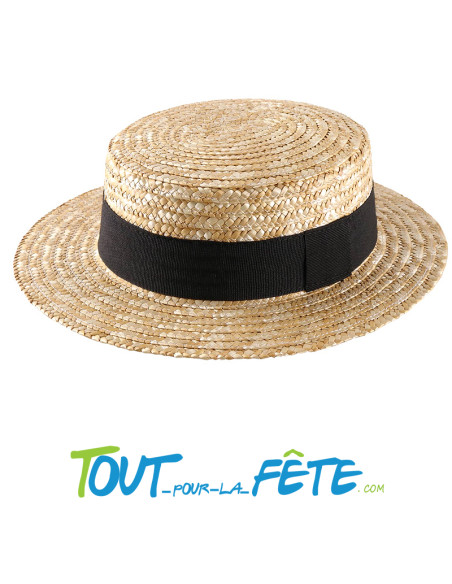 Chapeau canotier avec ruban noir