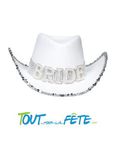 Chapeau de cowboy blanc avec strass Bride