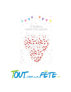 3 ballons latex transparents coeur 30 cm