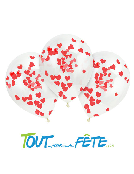 3 ballons latex transparents coeur 30 cm