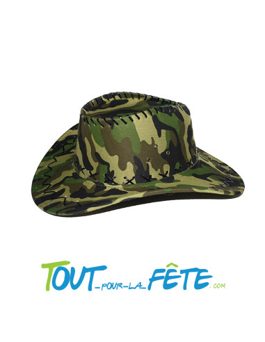 Chapeau de Cowboy ou Cowgirl en suédine couleur militaire
