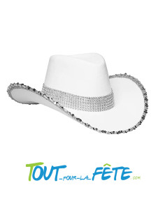 Chapeau de cowboy paillette blanc 2
