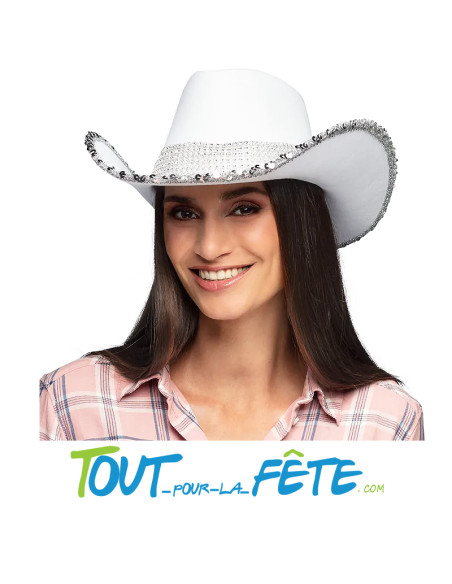 Chapeau de cowboy paillette blanc