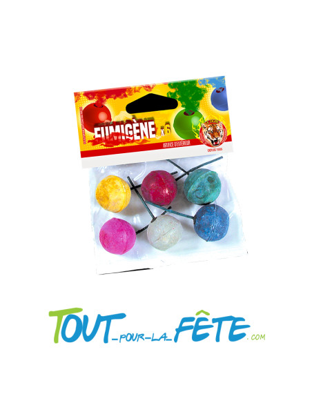Lot de 6 boules fumigènes multicolore