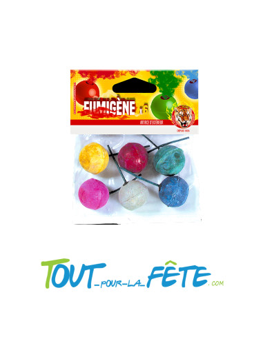 Lot de 6 boules fumigènes multicolore