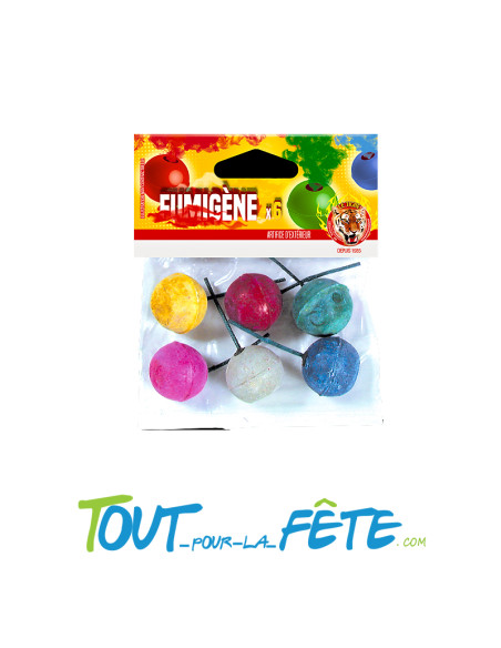 Lot de 6 boules fumigènes multicolore