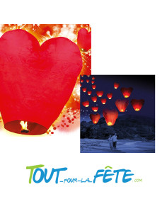 Lanterne celeste coeur rouge 2