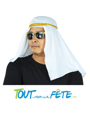 Chapeau cheik blanc et or