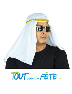 Chapeau cheik blanc et or