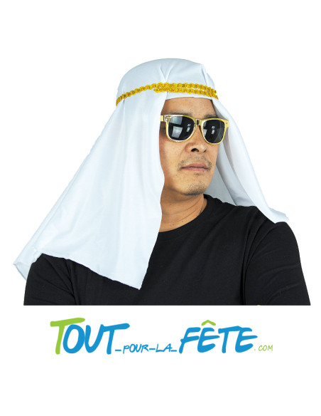 Chapeau cheik blanc et or