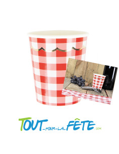 Lot de 8 gobelets guinguette rouge et blanc 2