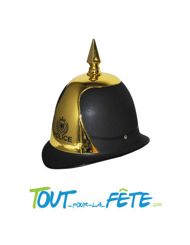Casque a pointe police prussienne noir et or