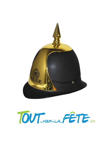 Casque a pointe police prussienne noir et or