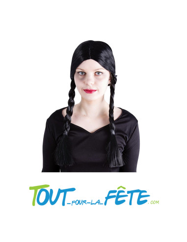 Perruque avec tresse noir