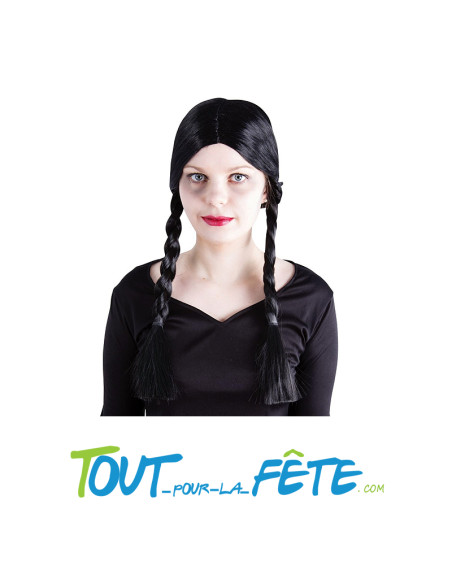 Perruque avec tresse noir