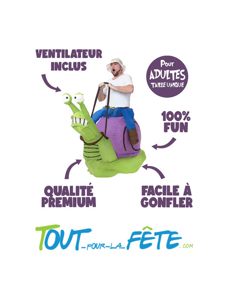 Costume auto gonflable monture escargot hilarant et démesuré !