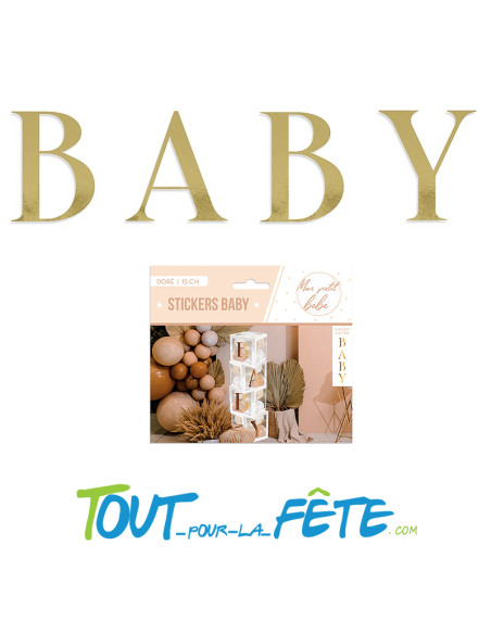 Stickers BABY doré 15cm ( contient 4 lettres )